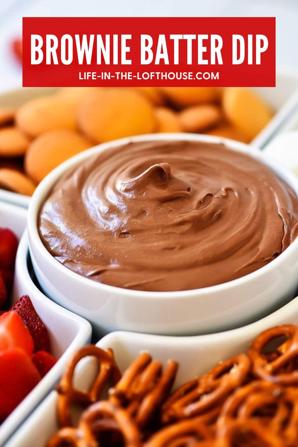 Brownie Batter Dip is an egg-free creamy chocolate dip that tastes just like brownie batter!