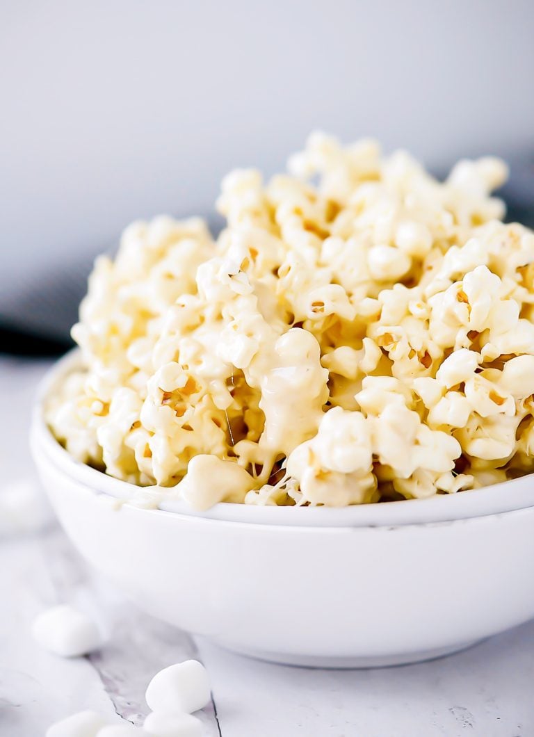Popcorn smothered in a marshmallow mixture.