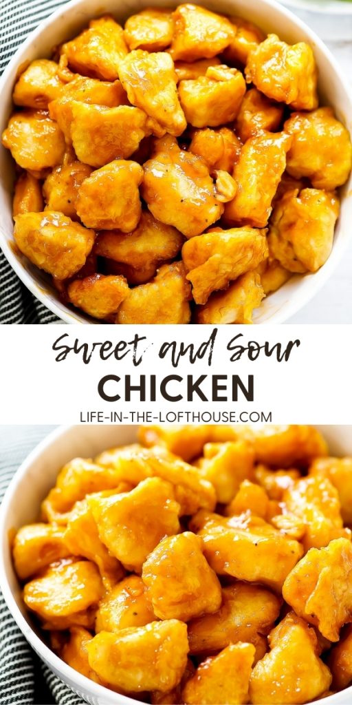 Sweet and Sour Chicken is bite-sized pieces of chicken covered in a delicious sweet and tangy sauce. Life-in-the-Lofthouse.com