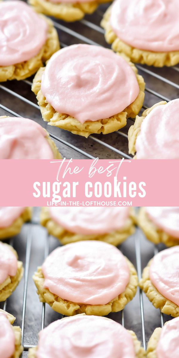 Soft and delicious sugar cookies with a creamy pink frosting. Life-in-the-Lofthouse.com