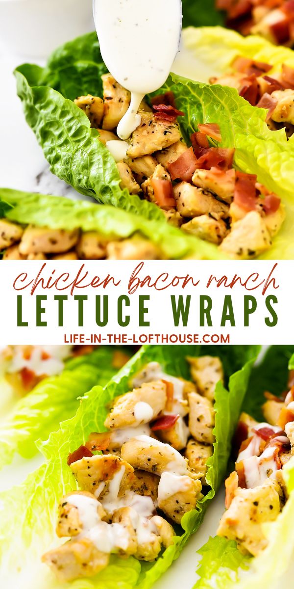 Lettuce wraps filled with bacon, chicken and ranch dressing.