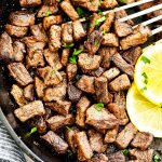 Lemon Garlic Steak Bites are tender and juicy pieces of steak packed with lemon and garlic flavors. Life-in-the-Lofthouse.com