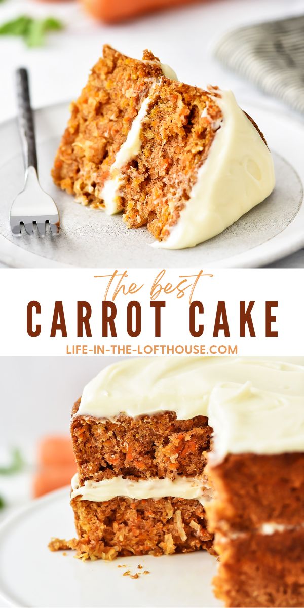 A delicious, moist cake filled with shredded carrots and coconut and topped off with a creamy Almond-Scented Cream Cheese Frosting. Life-in-the-Lofthouse.com