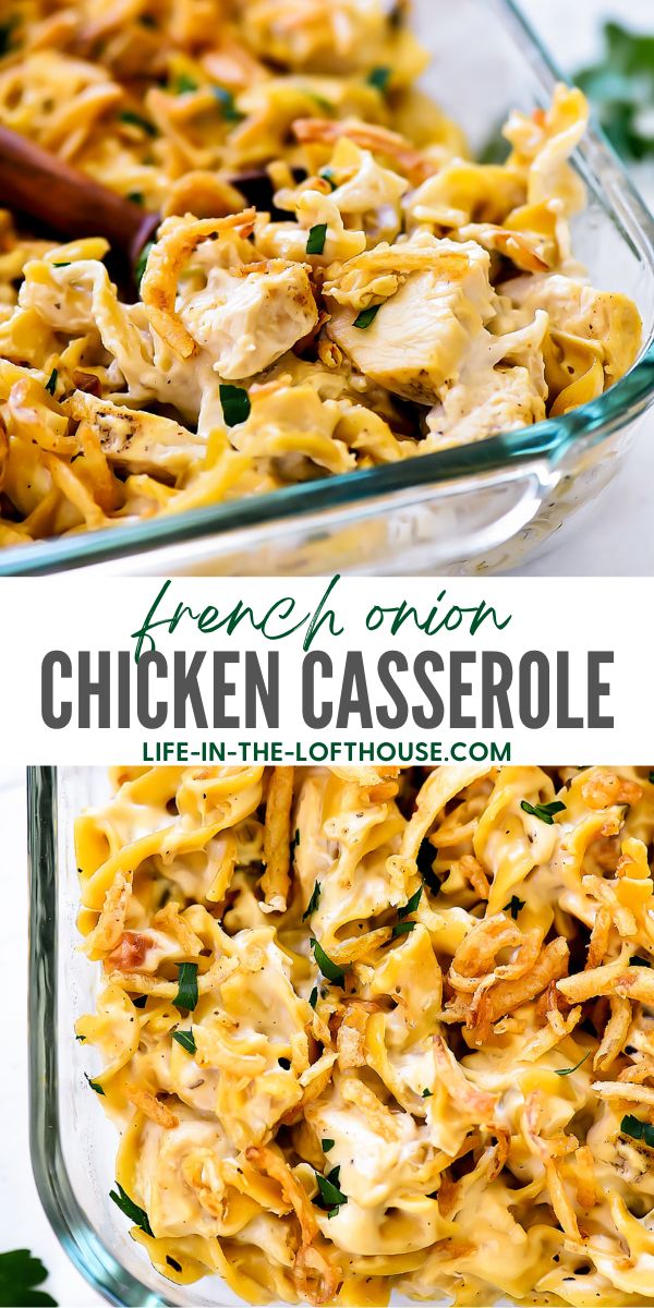 Chicken casserole with creamy chicken soup, crispy fried onions and parsley. Life-in-the-Lofthouse.com