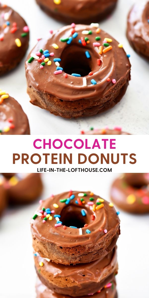 Chocolate protein donuts with rainbow sprinkles. Life-in-the-Lofthouse.com