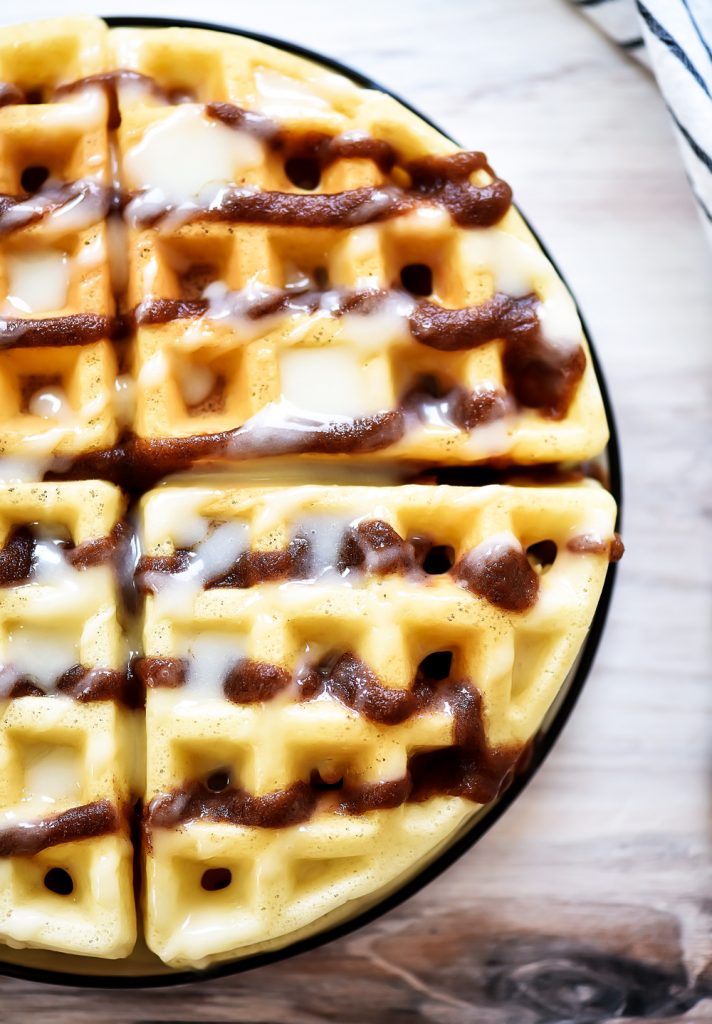 Decadent and delicious waffles with the flavors of cinnamon rolls. Life-in-the-Lofthouse.com