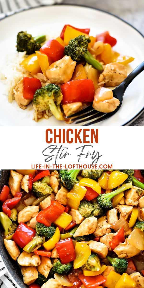 Chicken Stir Fry is seasoned chicken, red bell peppers, and onion served over a bed of brown rice. Life-in-the-Lofthouse.com