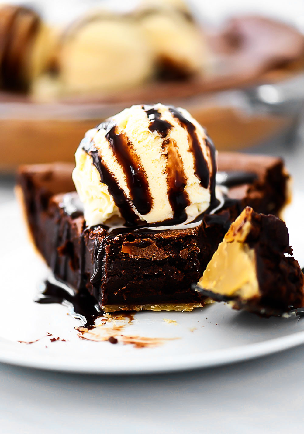 A rich fudge-like brownie batter baked over a flaky pie crust.