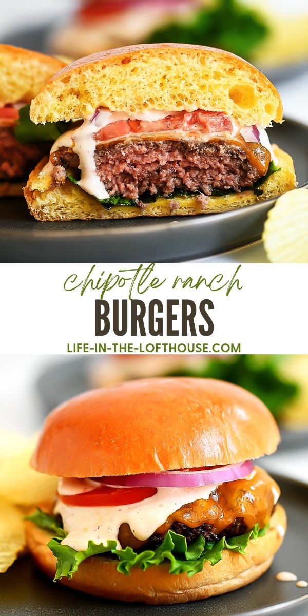 Grilled Cheeseburgers with Chipotle Ranch Dressing