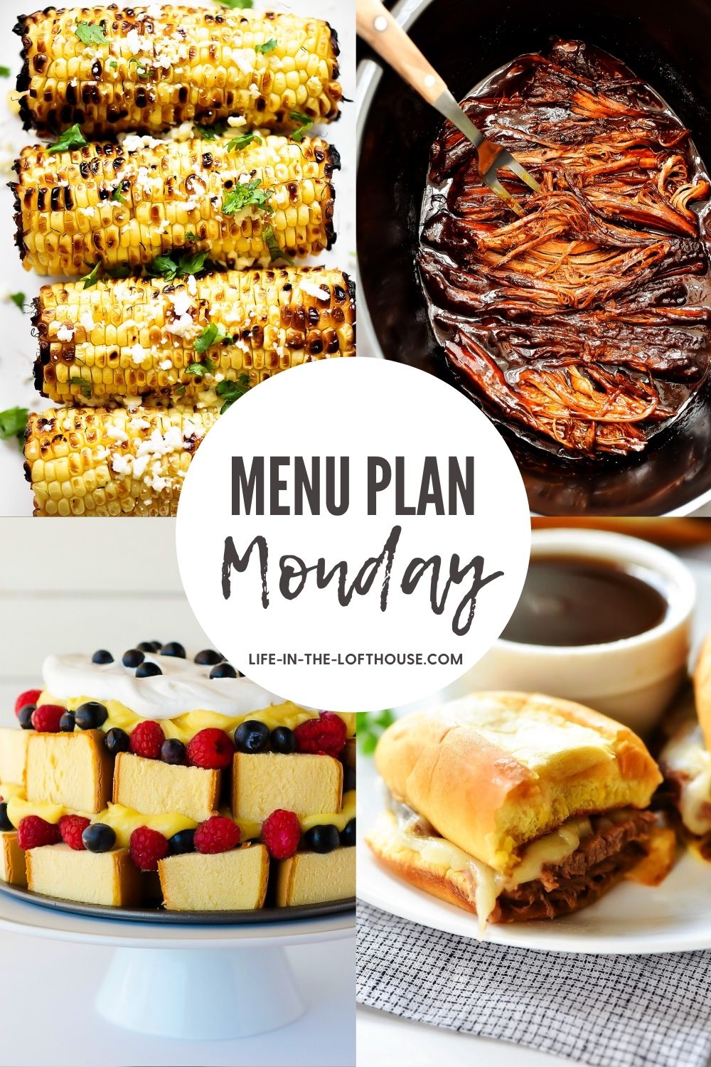 Menu Plan Monday is a dinner menu with six dinner recipes and one dessert.