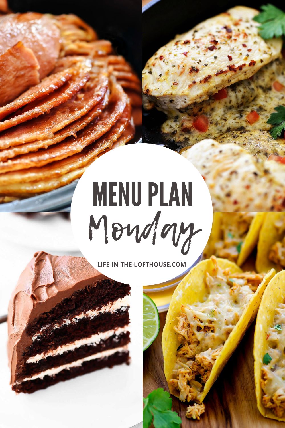 Menu Plan Monday is a list of recipes with six dinner ideas and one dessert.