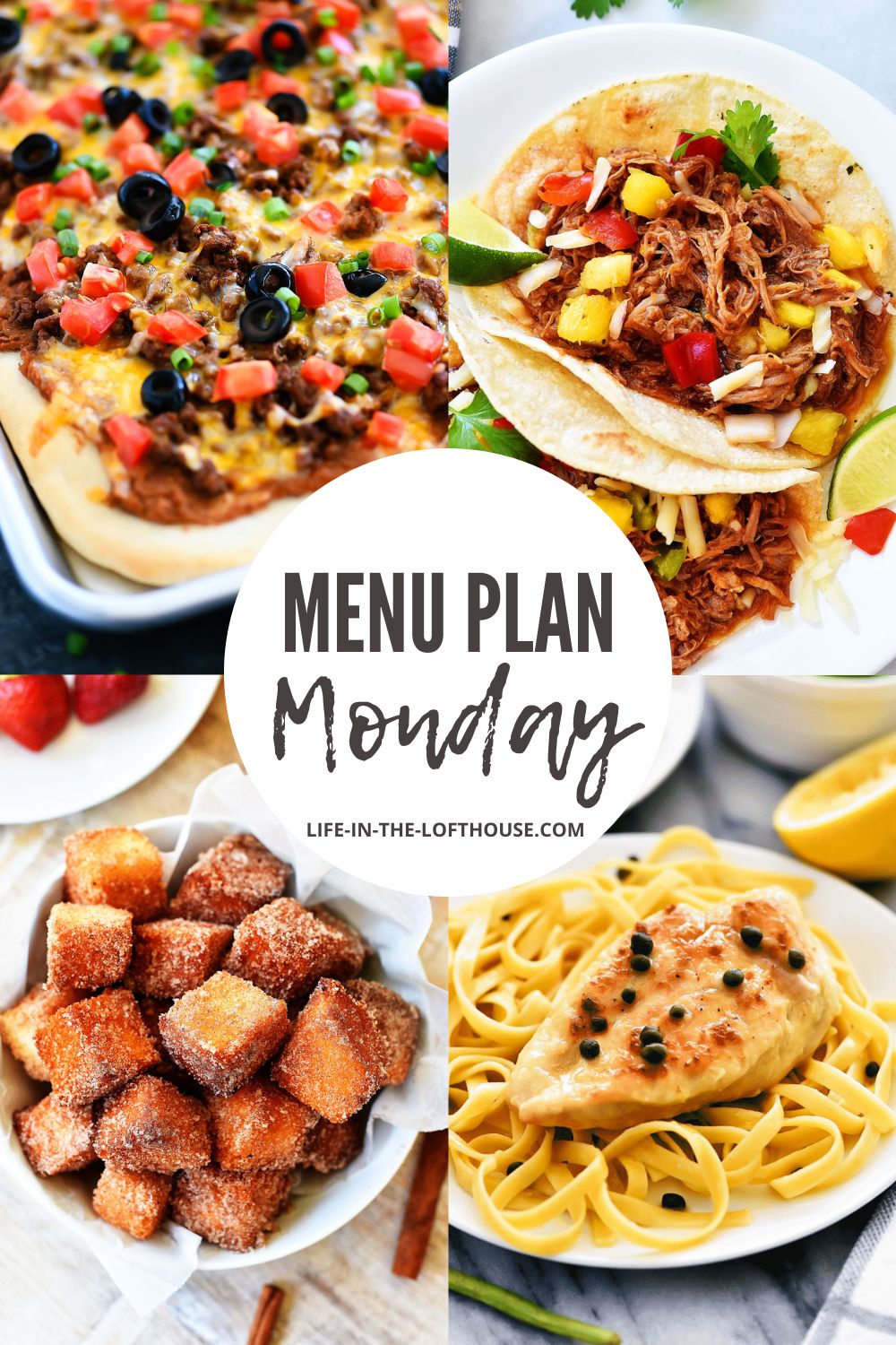 Menu Plan Monday is a list of six dinners and one dessert idea.