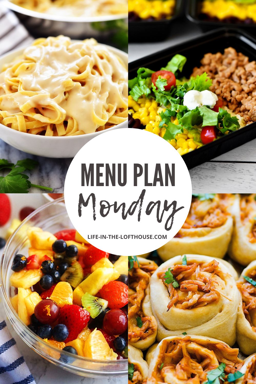 Menu Plan Monday is a list of six dinners and one dessert.