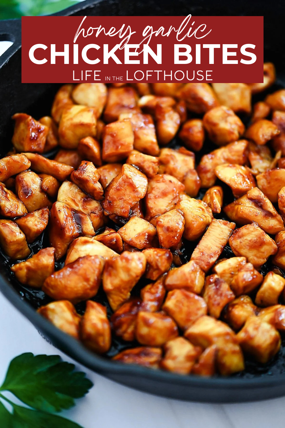 Honey Garlic Chicken Bites Pinterest Pin