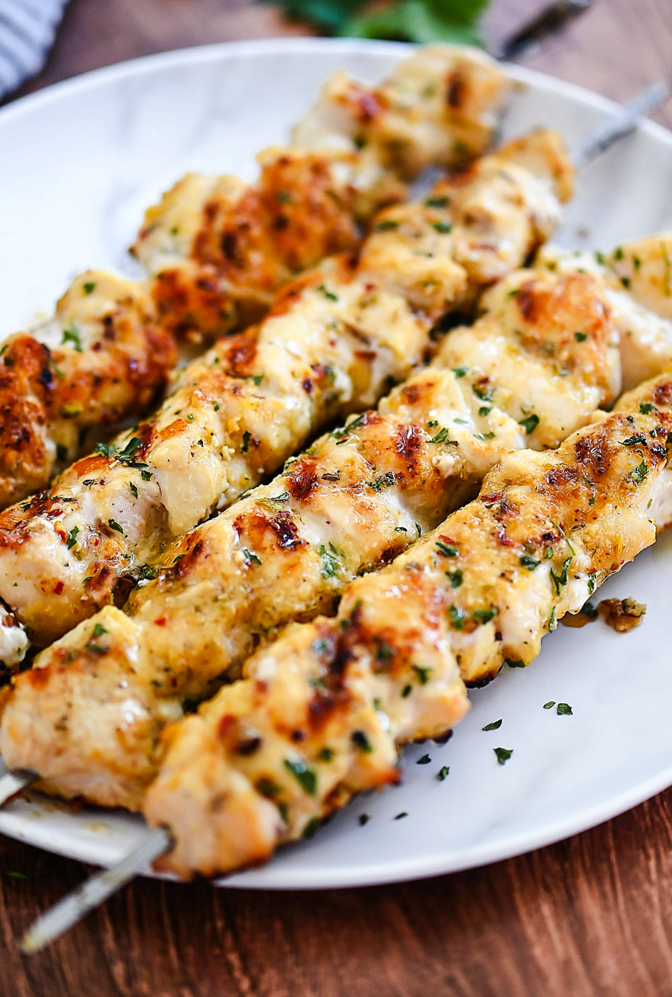 Parmesan Chicken Kebabs with Garlic