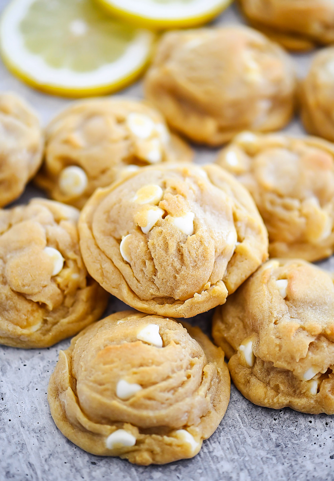 Pudding Cookies with lemon and white chocolate chips.