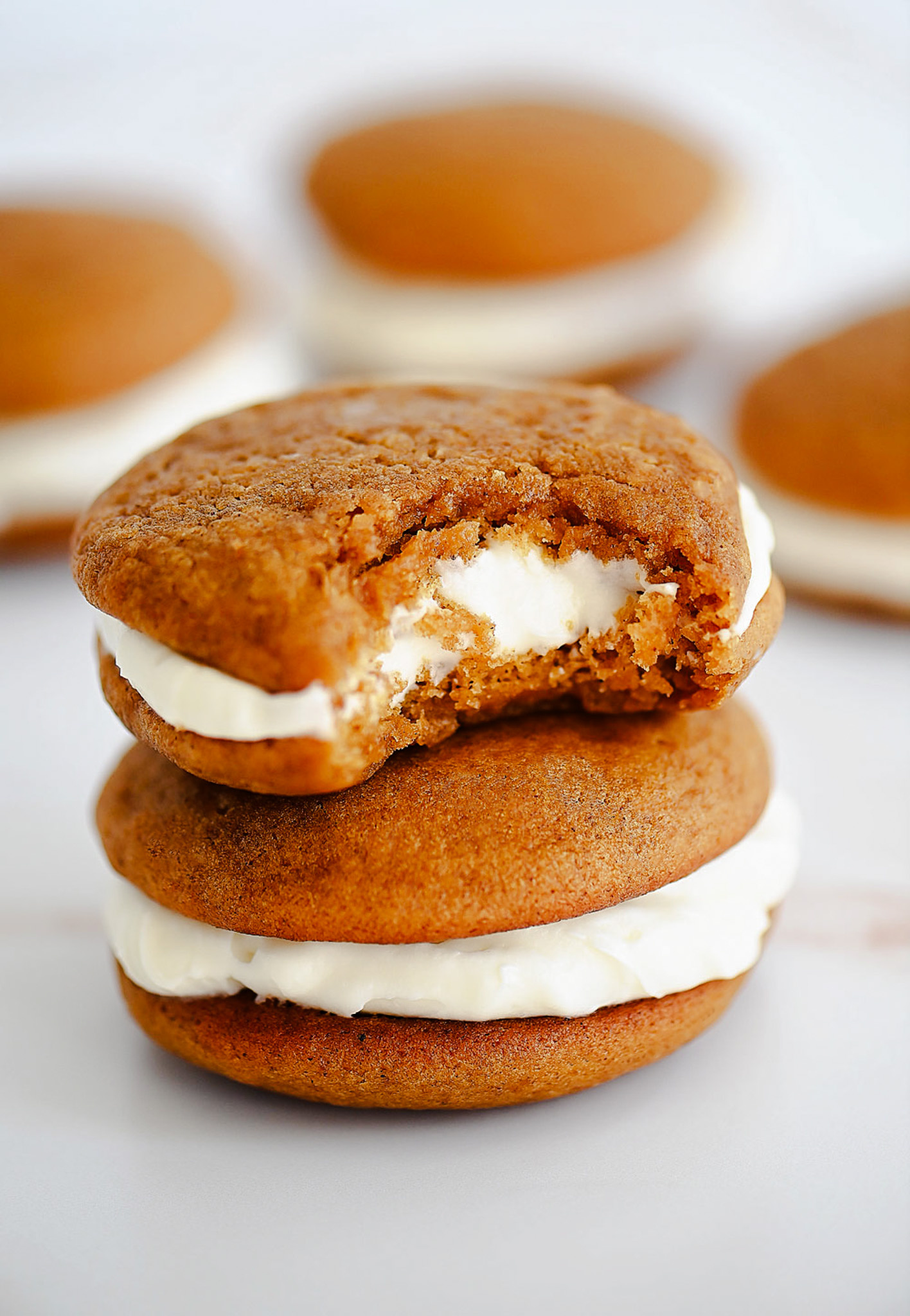 Whoopie Pies filled with pumpkin flavor and cream cheese frosting.