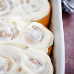 Pumpkin Cinnamon Rolls are soft, delicious cinnamon rolls full of pumpkin flavor and topped with a vanilla and pumpkin flavored icing. Life-in-the-Lofthouse.com