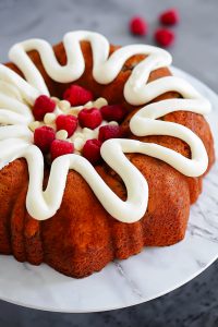 White Chocolate Raspberry Cake with Cream Cheese Frosting