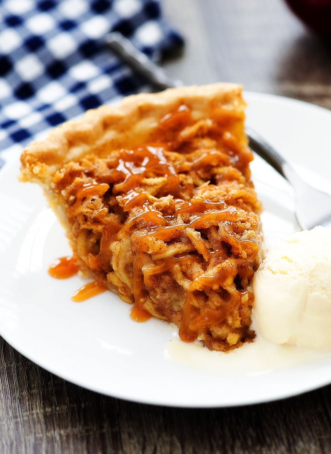 Shredded Apple Pie with vanilla ice cream.