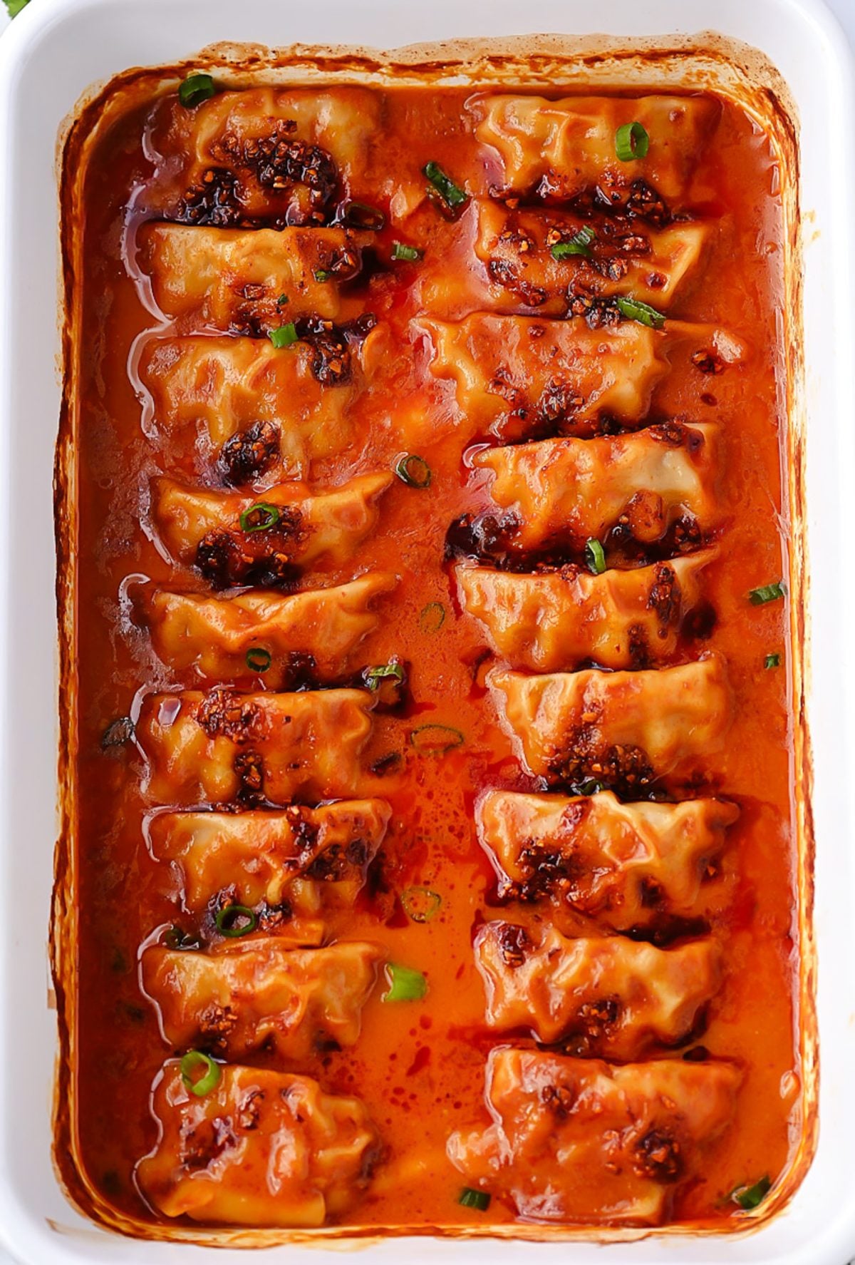 One Pan Dumplings in Red Curry Coconut Sauce