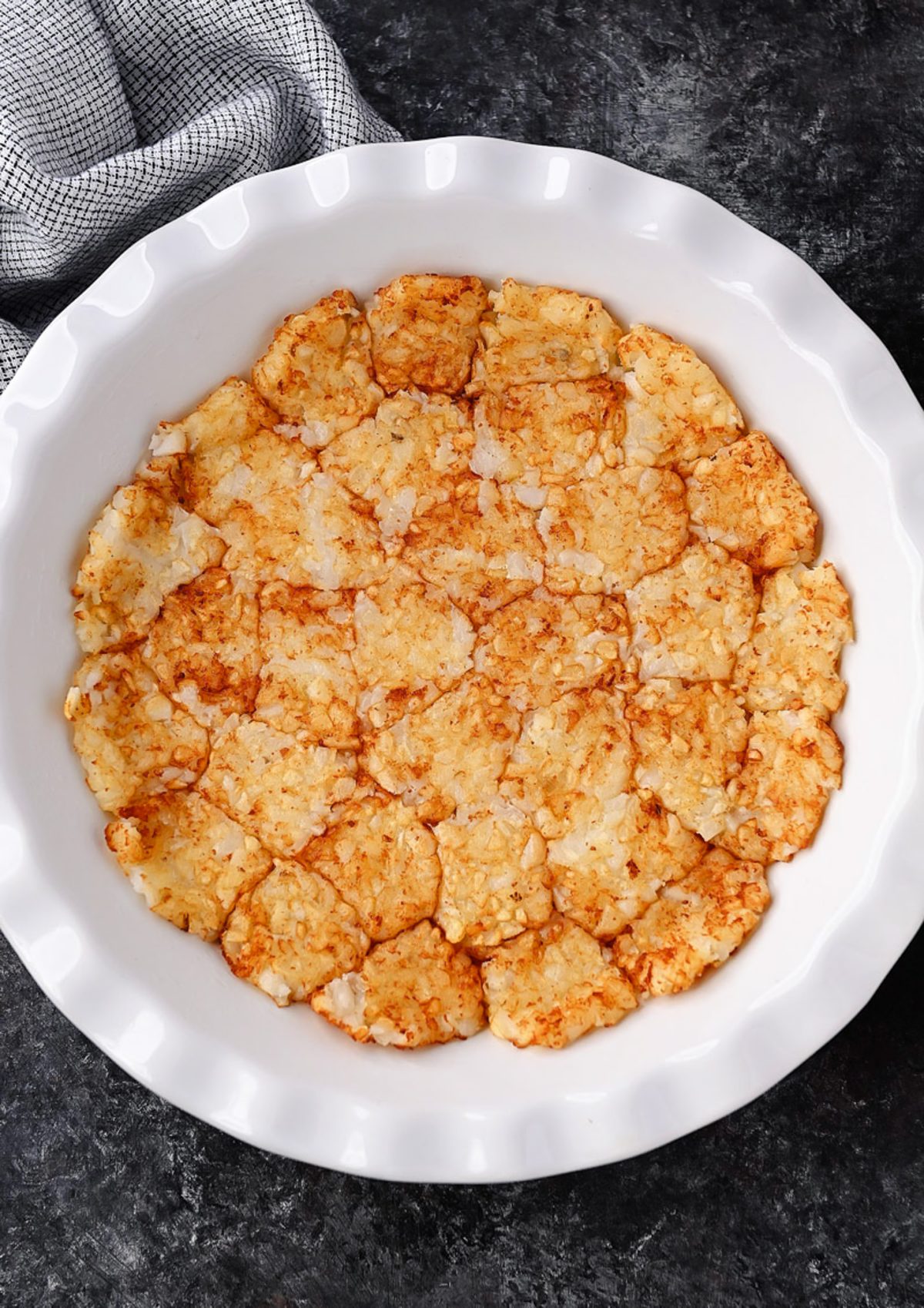 Smashed Tater Tots for Quiche