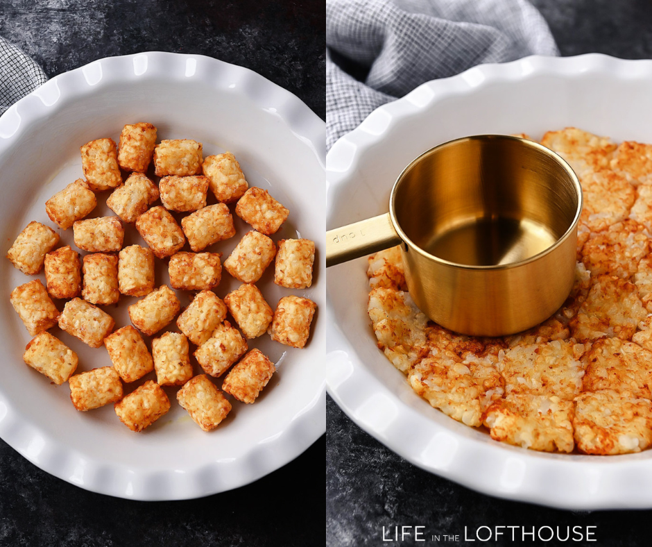 Sausage and Tater Tot Quiche Steps