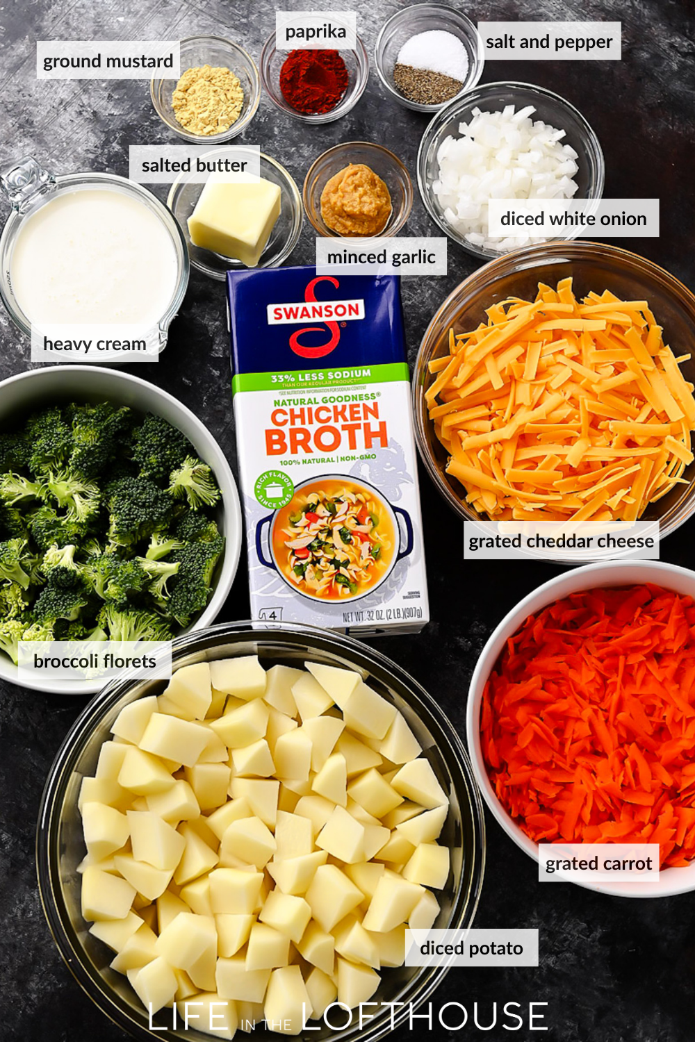 Slow Cooker Broccoli Cheese and Potato Soup Ingredients