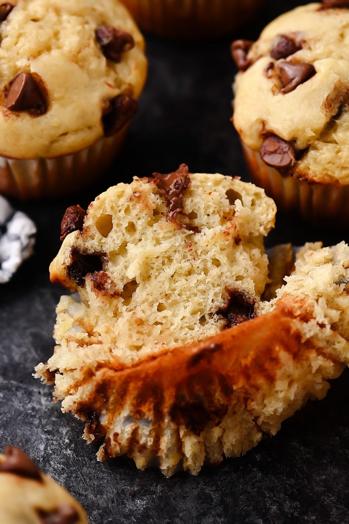 Greek Yogurt Banana Muffins with chocolate chips
