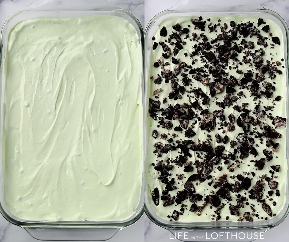 Pistachio Oreo Ice Cream Dessert Steps