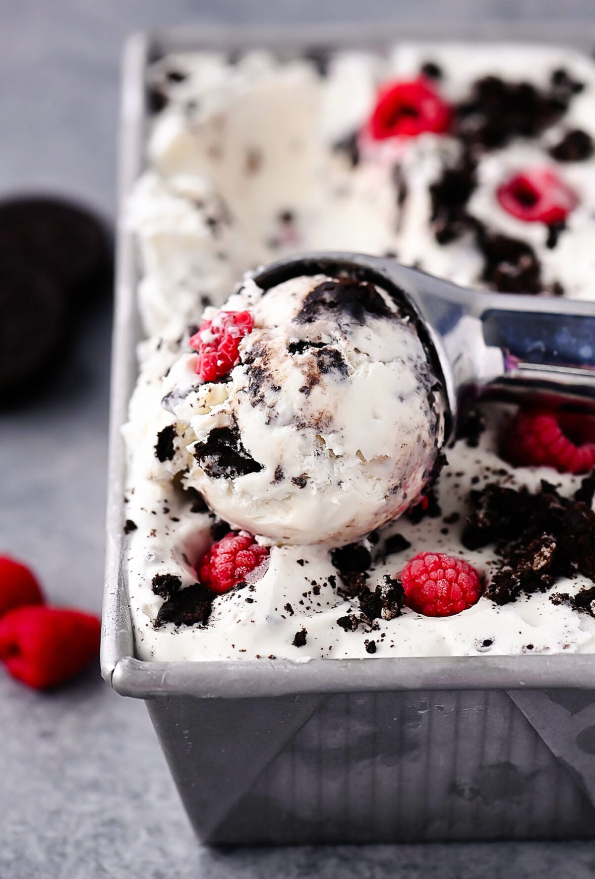 Raspberry Oreo Ice Cream