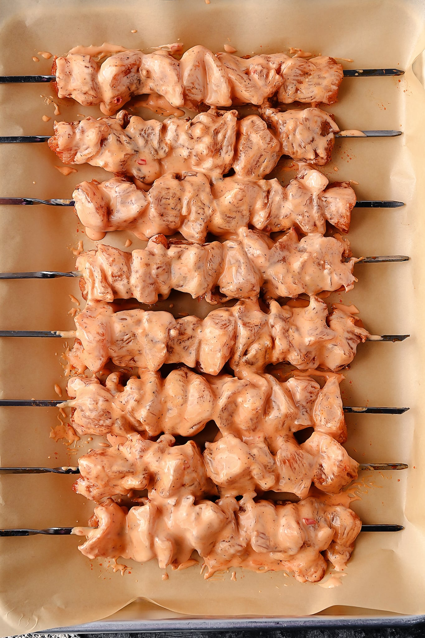 Bang Bang Chicken Skewers Steps