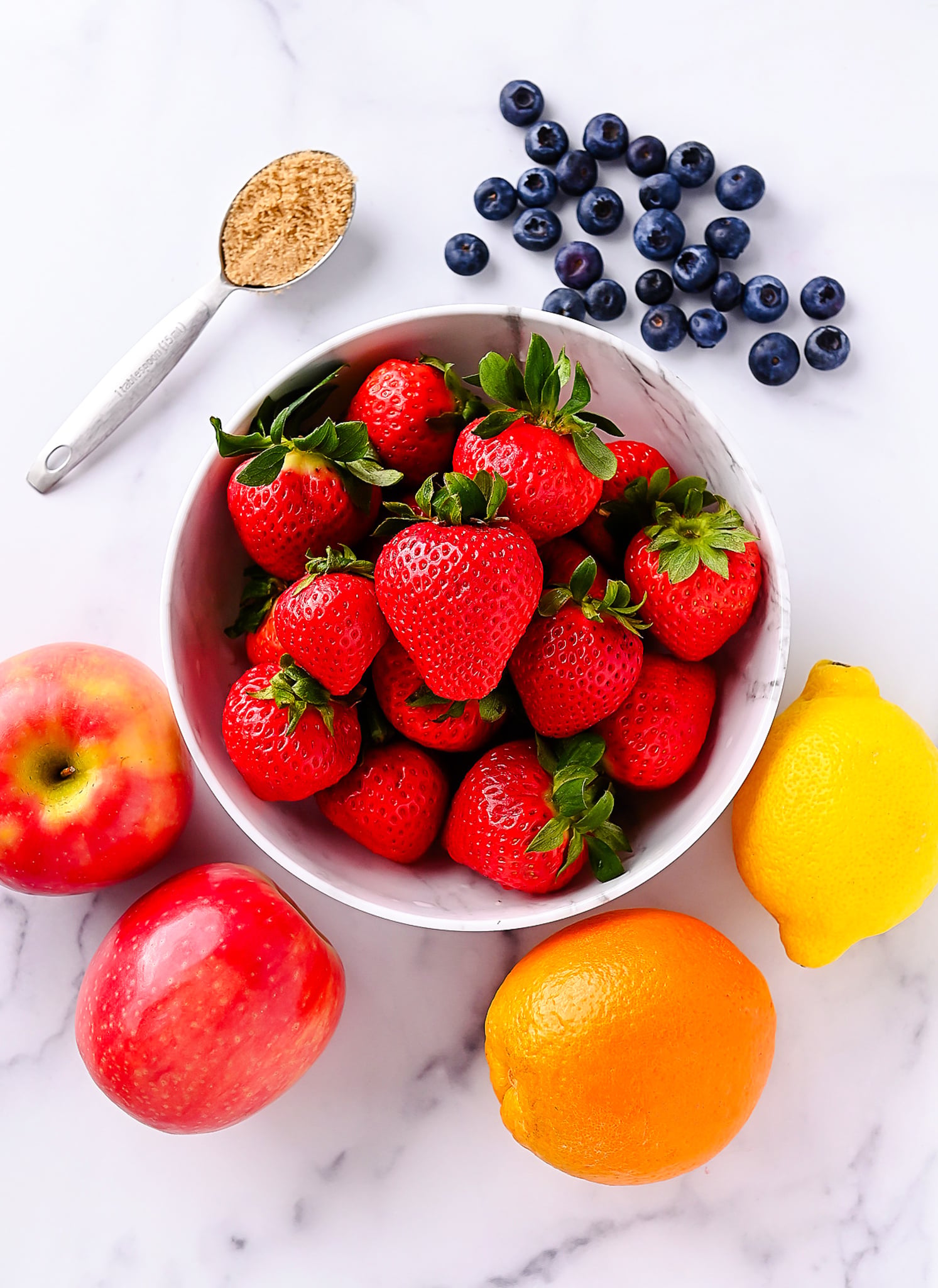 Red White and Blue Fruit Salad ingredients