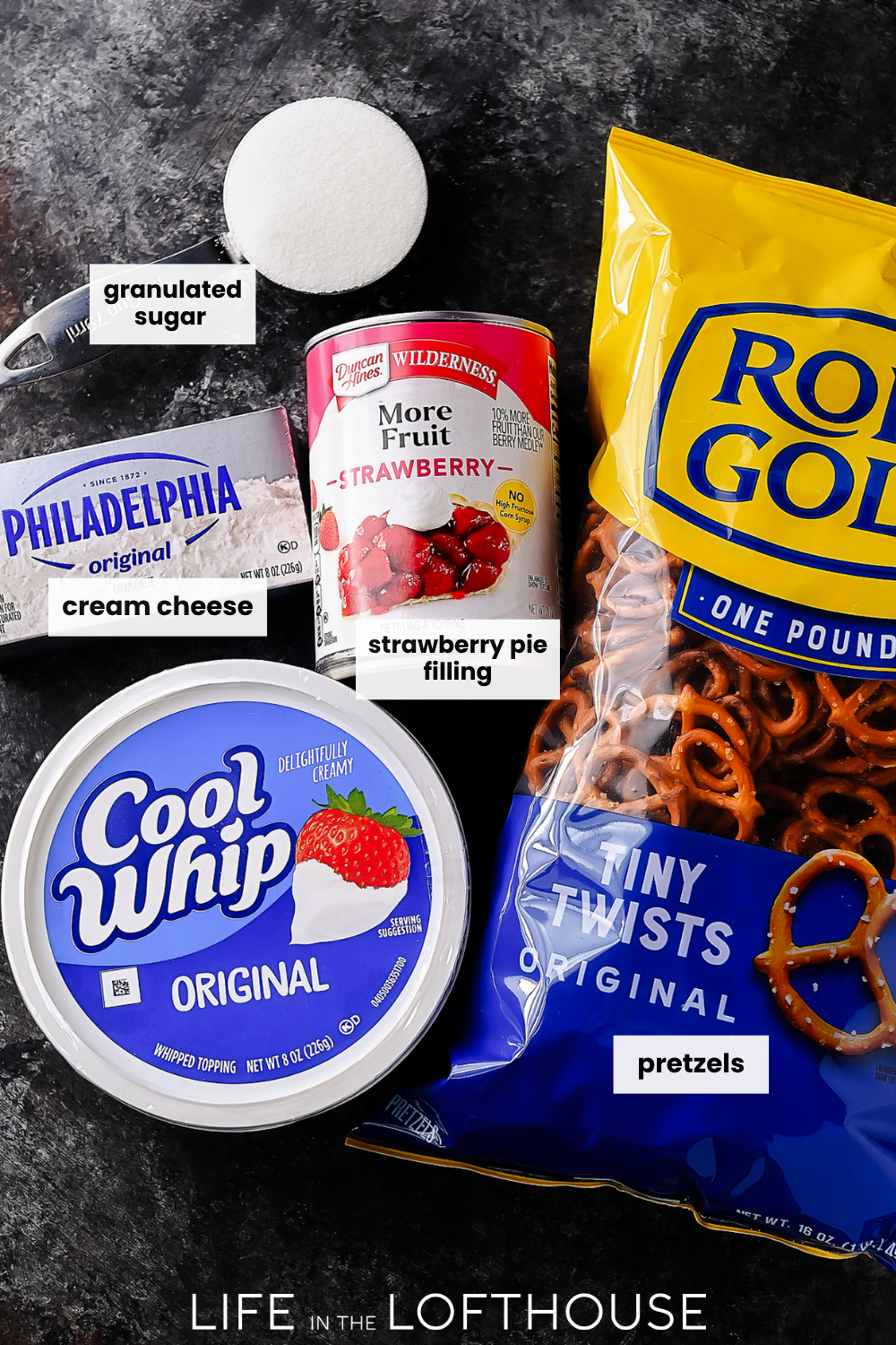 Strawberry Pretzel Salad Dip Ingredients