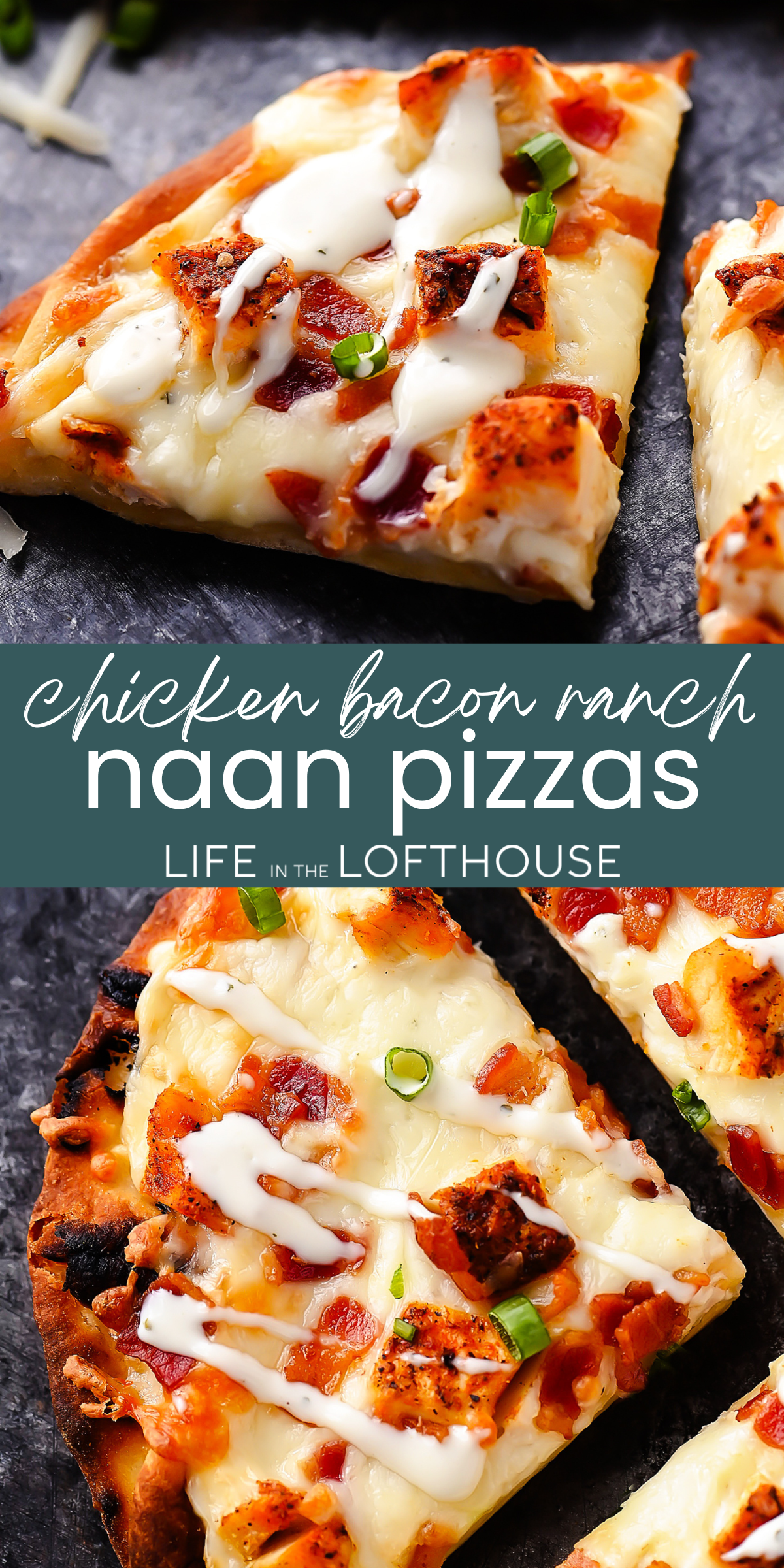 Chicken Bacon Ranch Naan Pizzas PIN