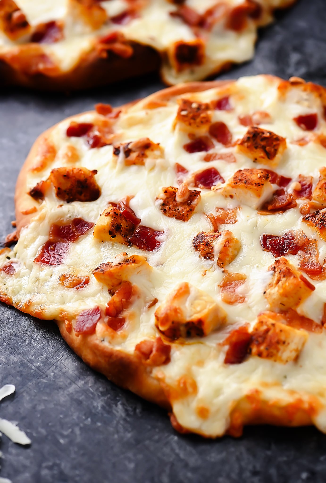 Chicken Bacon Ranch Naan Pizzas 