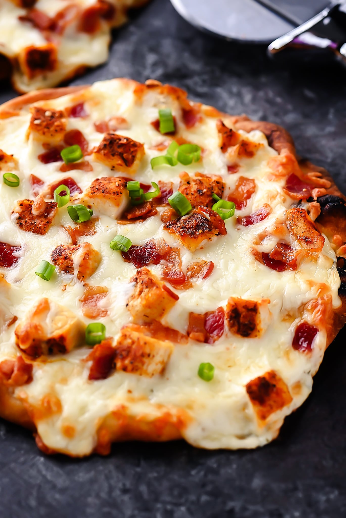 Chicken Bacon Ranch Naan Pizzas 