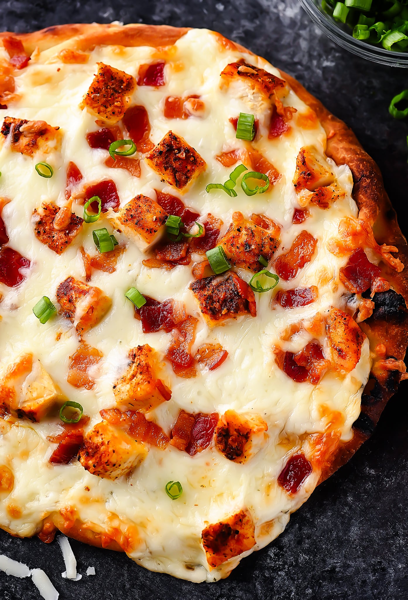 Chicken Bacon Ranch Naan Pizzas 