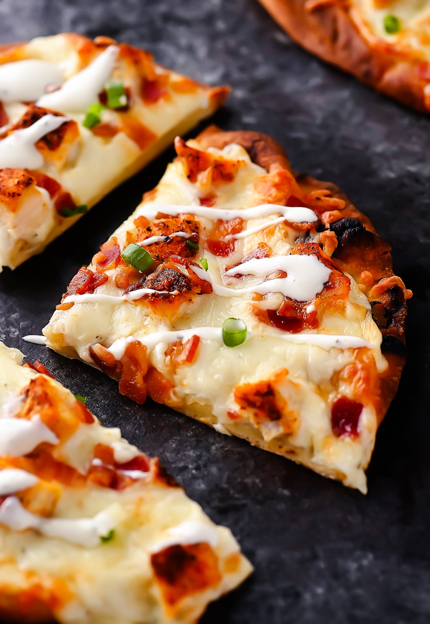 Chicken Bacon Ranch Naan Pizzas 