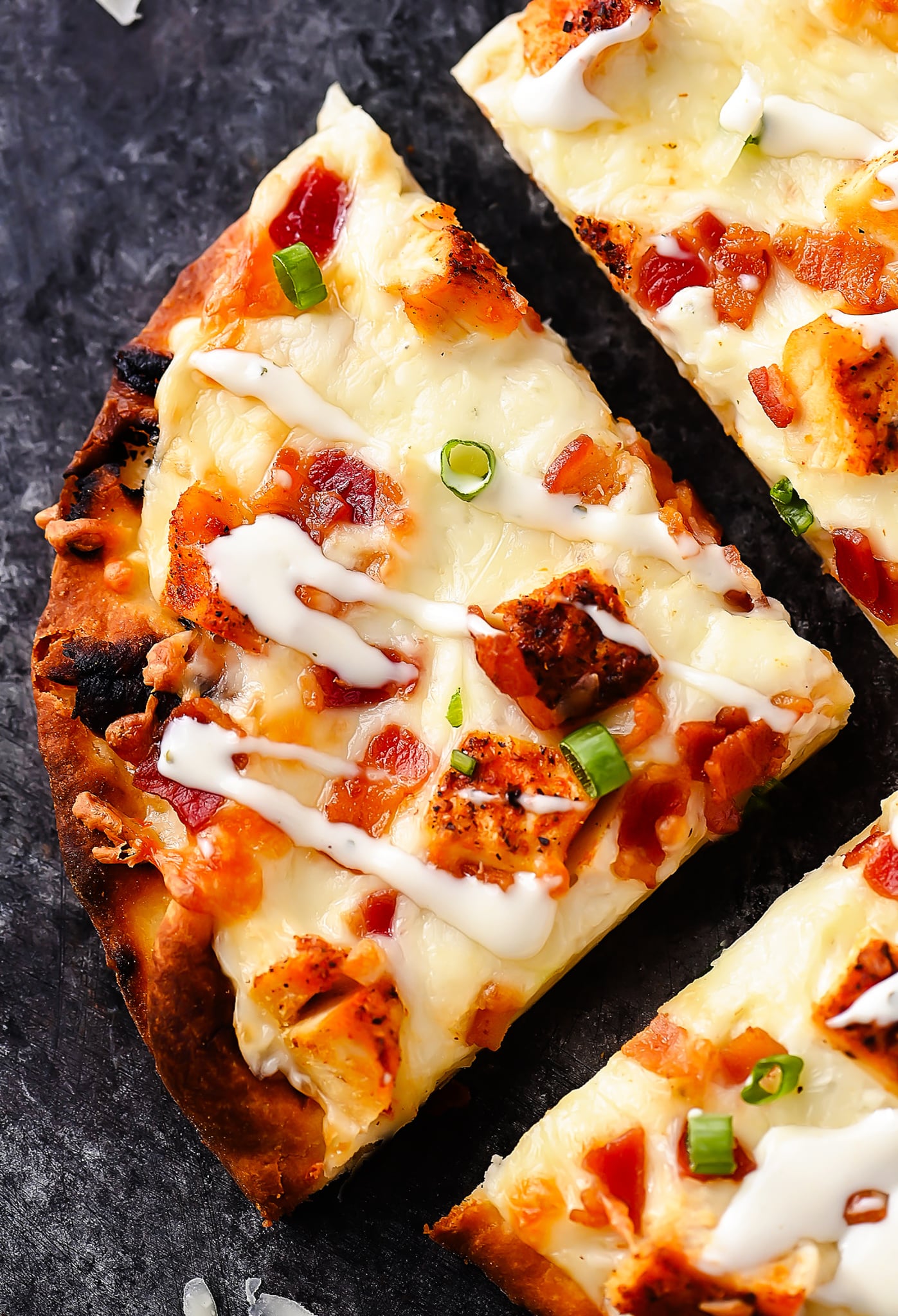 Chicken Bacon Ranch Naan Pizzas 