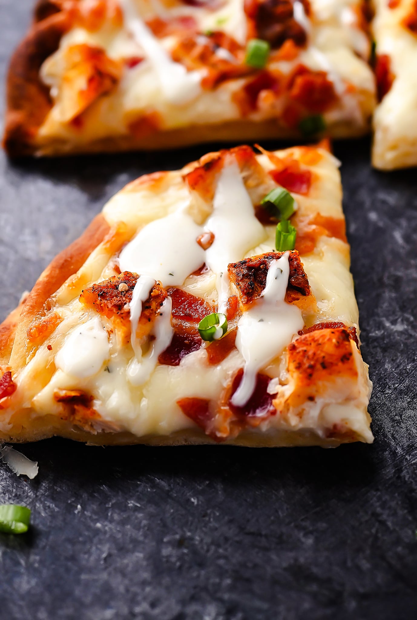 Chicken Bacon Ranch Naan Pizzas 
