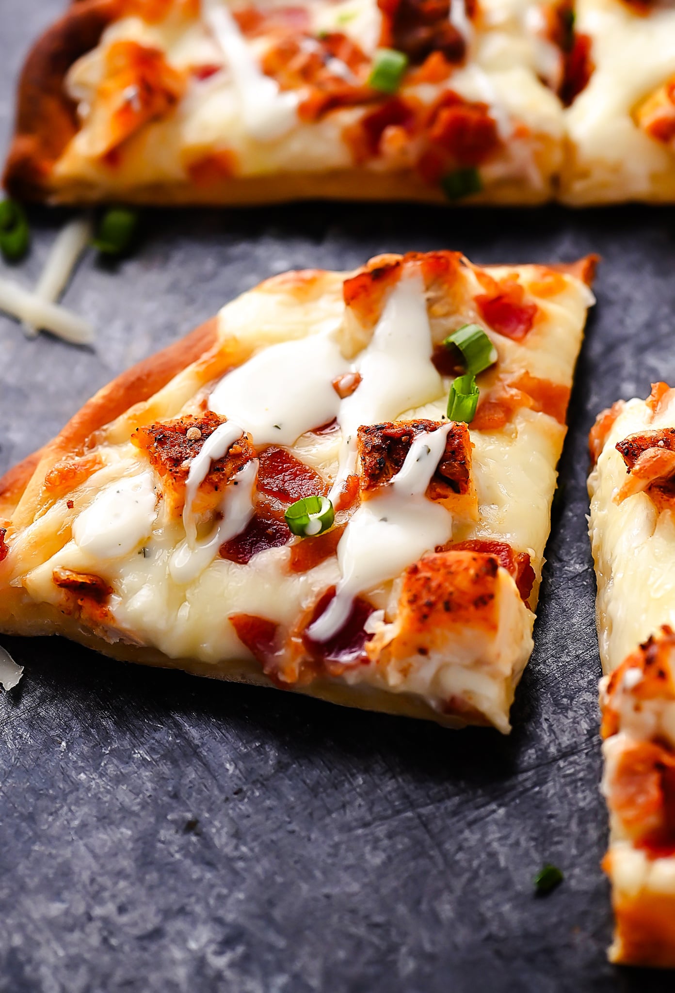 Chicken Bacon Ranch Naan Pizzas 