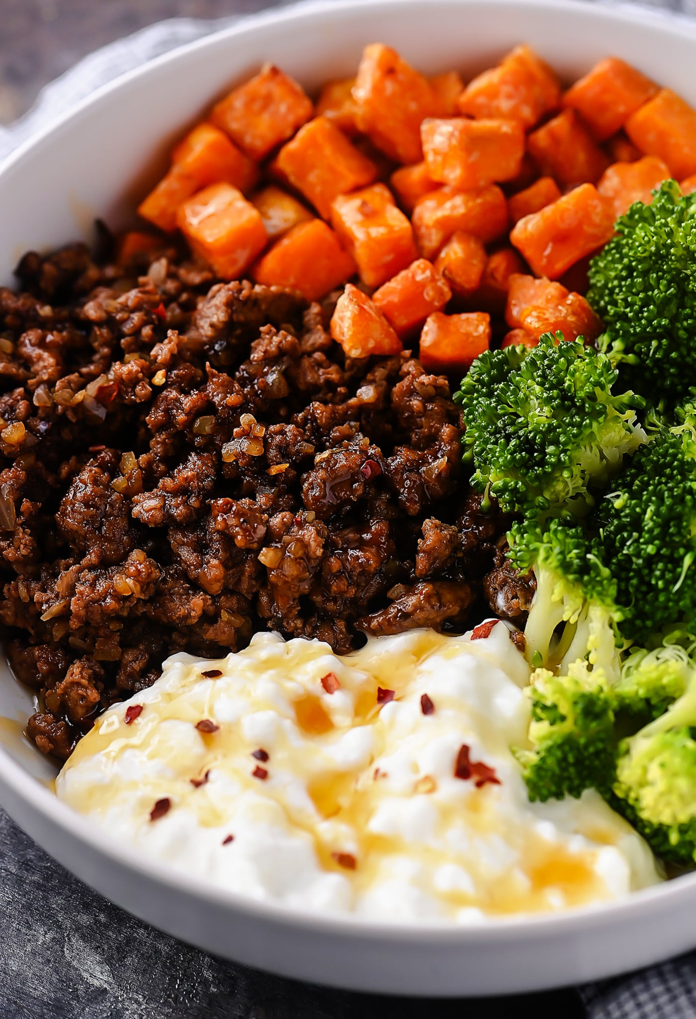 Hot Honey Ground Beef Bowls