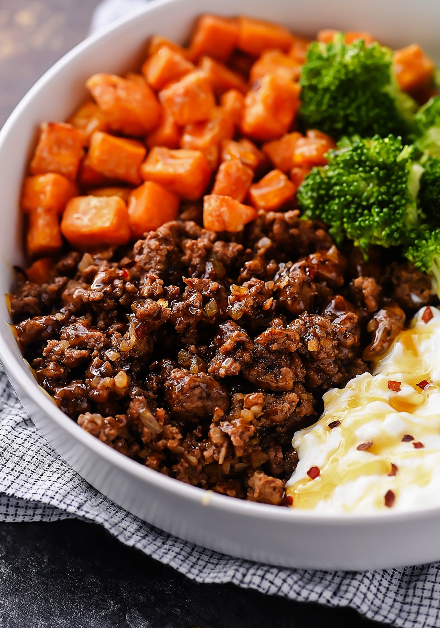 Hot Honey Ground Beef Bowls